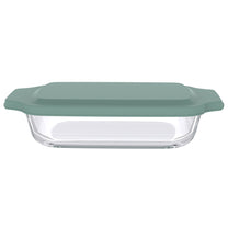 תבנית מלבנית 2 ל' זכוכית + מכסה ירוק GLASS CLOC