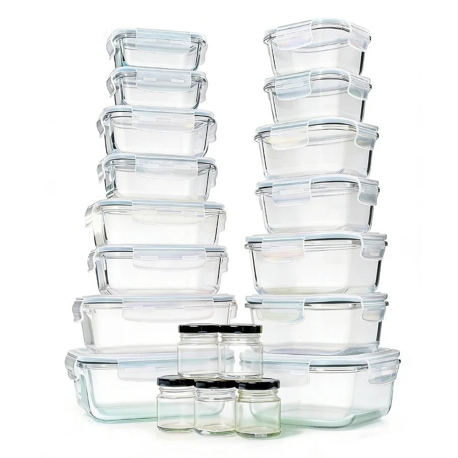 סט 20 כלי אחסון זכוכית GLASS CLOC עם מכסים אונליין