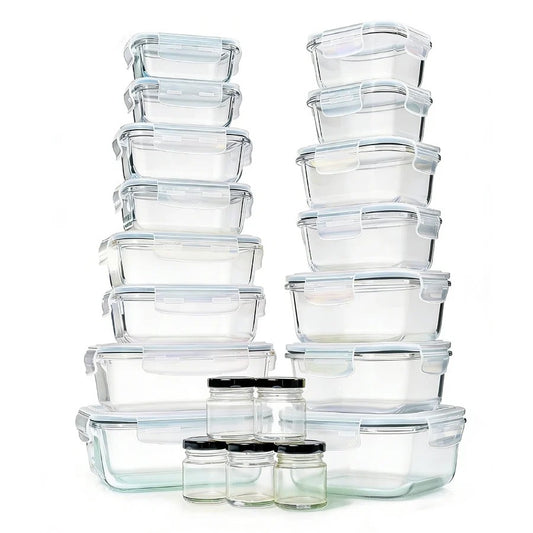 סט 20 כלי אחסון זכוכית GLASS CLOC עם מכסים אונליין