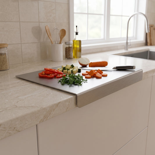 משטח עבודה נירוסטה 50X30 ס"מ CleanCut הבחירה החכמה למטבח בריא