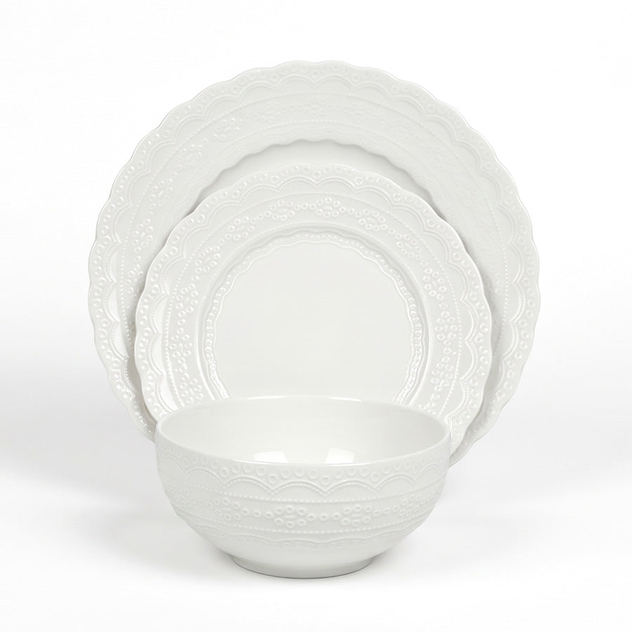 סט אוכל 18 חל' Kate New Bone China במראה נקי ועיטור עדין