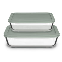 GLASS CLOC סט 2 כלי אחסון זכוכית 820 מ"ל + 1550 מ"ל מנטה