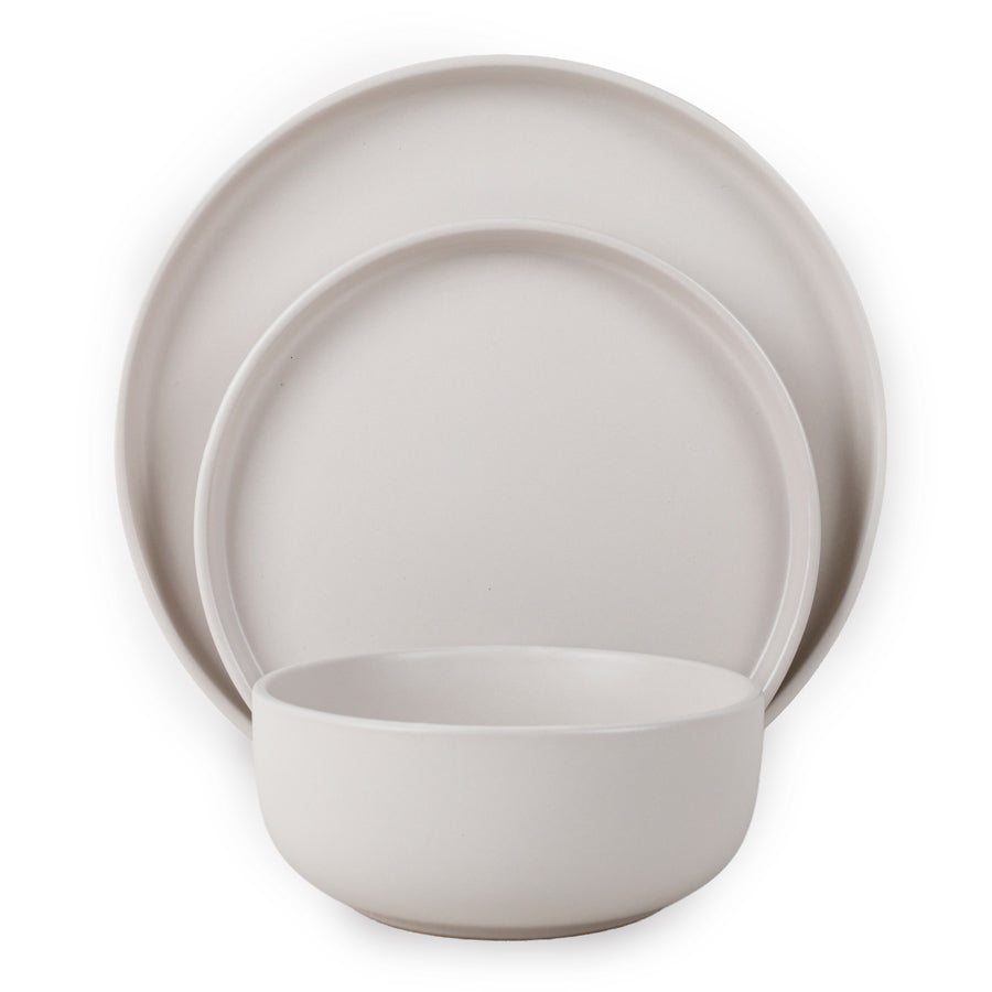 סט אוכל אלגנטי 18 חל' Solid Stoneware  בגוון קרם