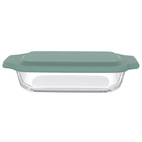 תבנית מלבנית 2 ל' זכוכית + מכסה ירוק GLASS CLOC