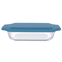 תבנית מלבנית 2.7 ל' זכוכית + מכסה כחול GLASS CLOCE