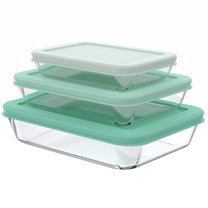סט אחסון זכוכית 3 חל' 700+1400+2600 מ"ל GLASS FOOD מנטה