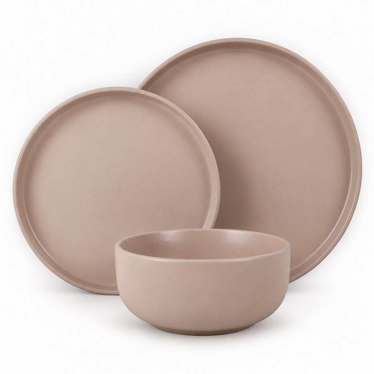 סט אוכל  אלגנטי 18 חל' Stoneware Solid בגוון פודרה