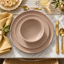 סט אוכל  אלגנטי 18 חל' Stoneware Solid בגוון פודרה