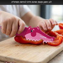סכין ילדים בעיצוב תנין TINNY CHEF אדום ורוד מבית Food appeal
