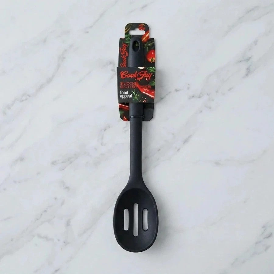 כף הגשה מחורצת סיליקון 33 ס"מ Cook Joy אפור