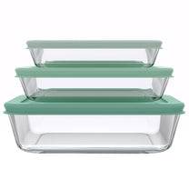 סט אחסון זכוכית 3 חל' 700+1400+2600 מ"ל GLASS FOOD מנטה