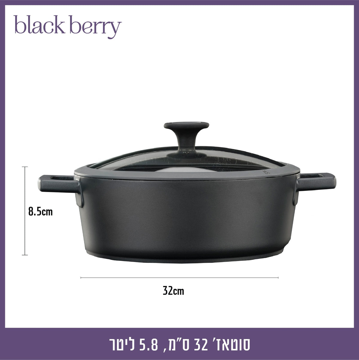 סוטאז' 32 ס"מ, 5.8 ליטר BLACKBERRY אפור כהה