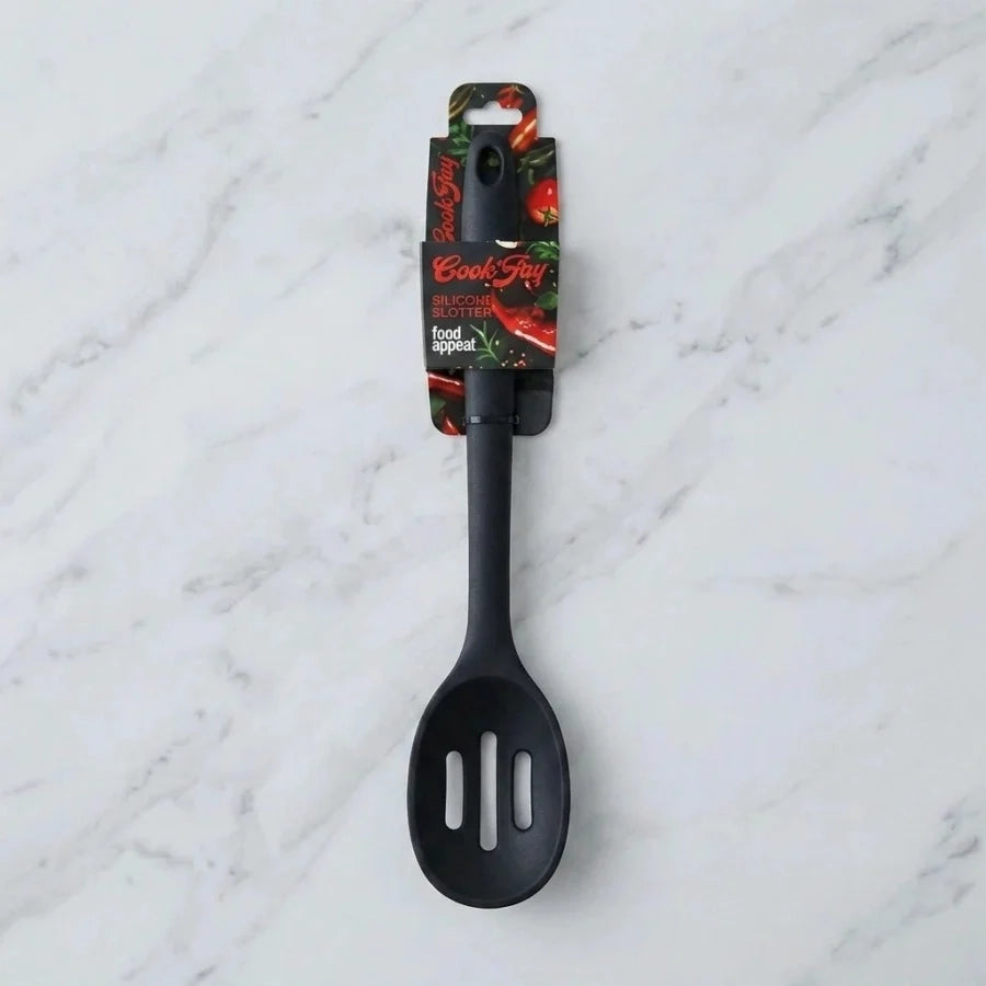 כף הגשה מחורצת סיליקון 33 ס"מ Cook Joy אפור