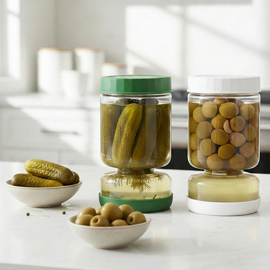 צנצנת חמוצים ירוק עם מפריד יבש/רטוב