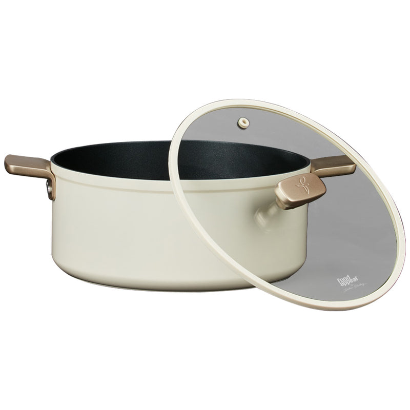 סיר 28 ס"מ 7.1 ליטר ENIGMA NONSTICK קרם ידיות שמפניה