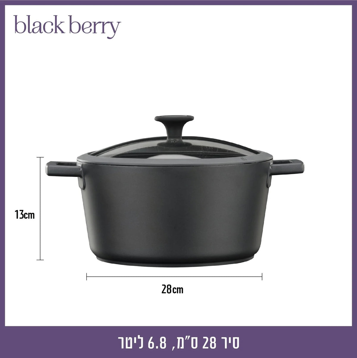 סיר 28 ס"מ, 6.8 ליטר BLACKBERRY אפור כהה