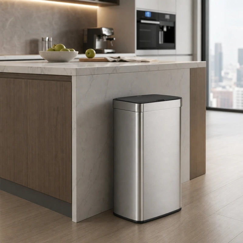 פח אשפה מרובע 50 ליטר עם סנסור HORIZON  נירוסטה מט מבית EKO | פח אשפה מרובע 50 ליטר עם סנסור HORIZON נירוסטה מט מבית EKO | Food Appeal