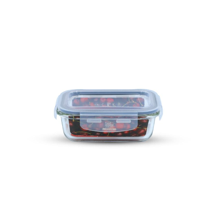 כלי אחסון זכוכית מלבנית מחוסמת 370 מ"ל GLASS CLOC