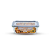 כלי אחסון זכוכית מלבנית מחוסמת 640 מ"ל GLASS CLOC