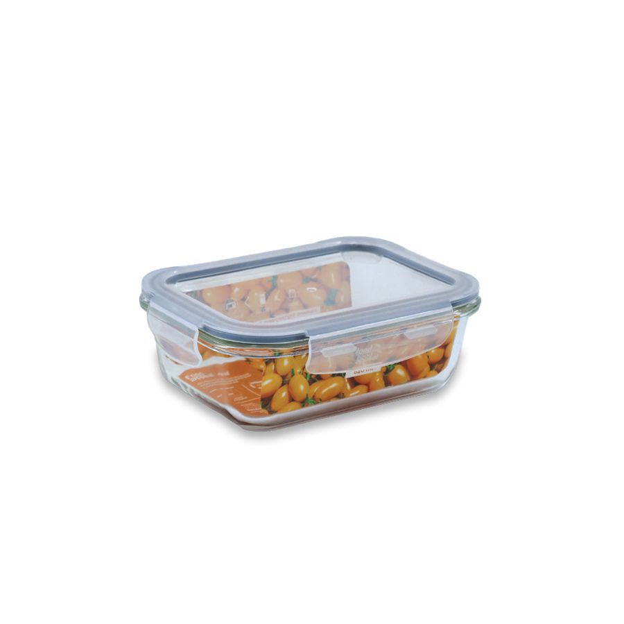 כלי אחסון זכוכית מלבנית מחוסמת 640 מ"ל GLASS CLOC
