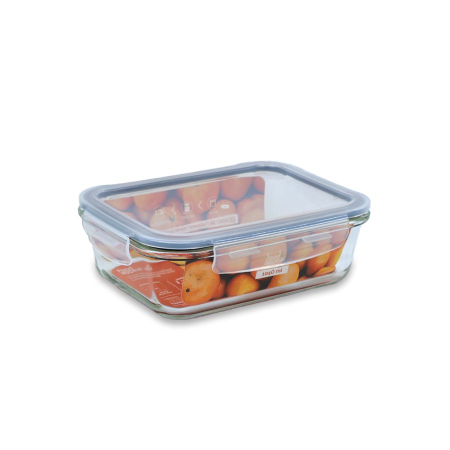 כלי אחסון זכוכית מלבנית מחוסמת 1050 מ"ל GLASS CLOC