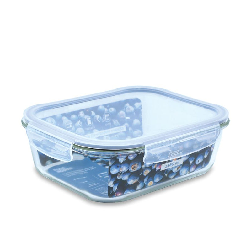 כלי אחסון זכוכית מלבנית מחוסמת 2260 מ"ל GLASS CLOC