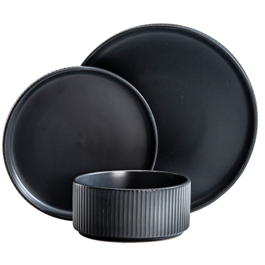 סט אוכל 18 חלקים קרמיקה BLACK LINES RAYA