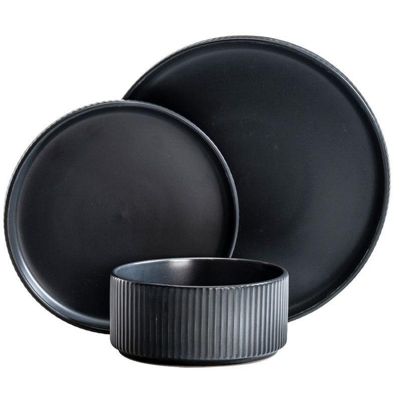 סט אוכל 18 חלקים קרמיקה BLACK LINES RAYA