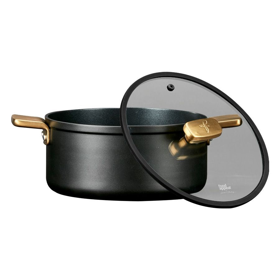 סיר 20 ס"מ ENIGMA NONSTICK ליטר שחור ידיות זהב