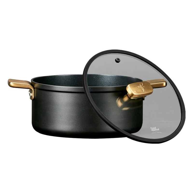סיר 20 ס"מ ENIGMA NONSTICK ליטר שחור ידיות זהב