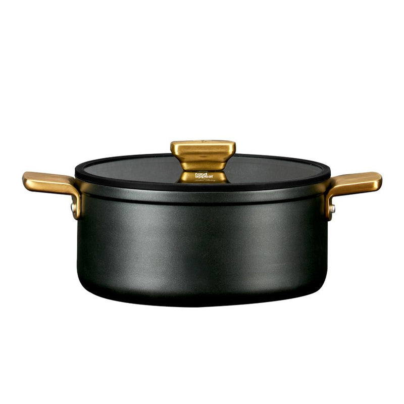 סיר 24 ס"מ ENIGMA NONSTICK ליטר שחור ידיות זהב