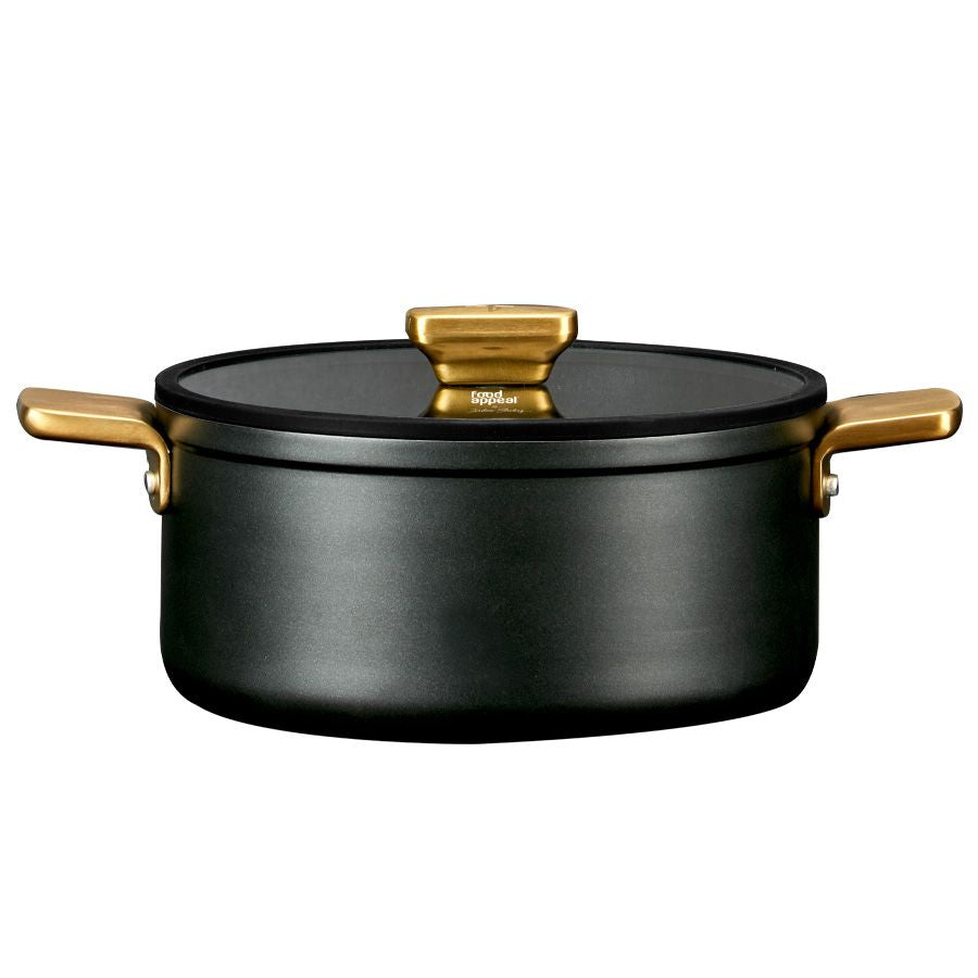 סיר 28 ס"מ ENIGMA NONSTICK ליטר שחור ידיות זהב