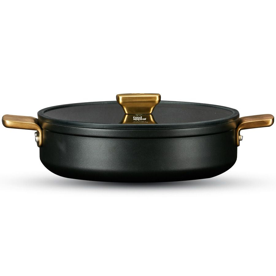 סוטאז' 32 ס"מ ENIGMA NONSTICK ליטר שחור ידיות זהב