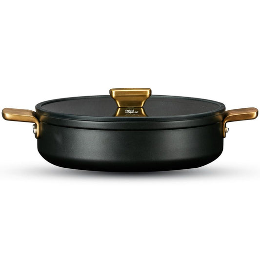 סוטאז' 32 ס"מ ENIGMA NONSTICK ליטר שחור ידיות זהב