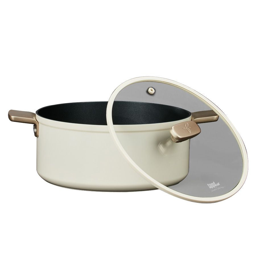 סיר 24 ס"מ ENIGMA NONSTICK ליטר קרם ידיות שמפניה