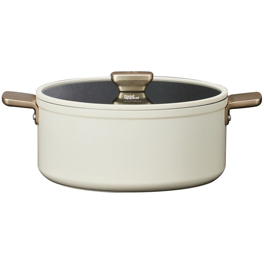 סיר 28 ס"מ ENIGMA NONSTICK ליטר קרם ידיות שמפניה