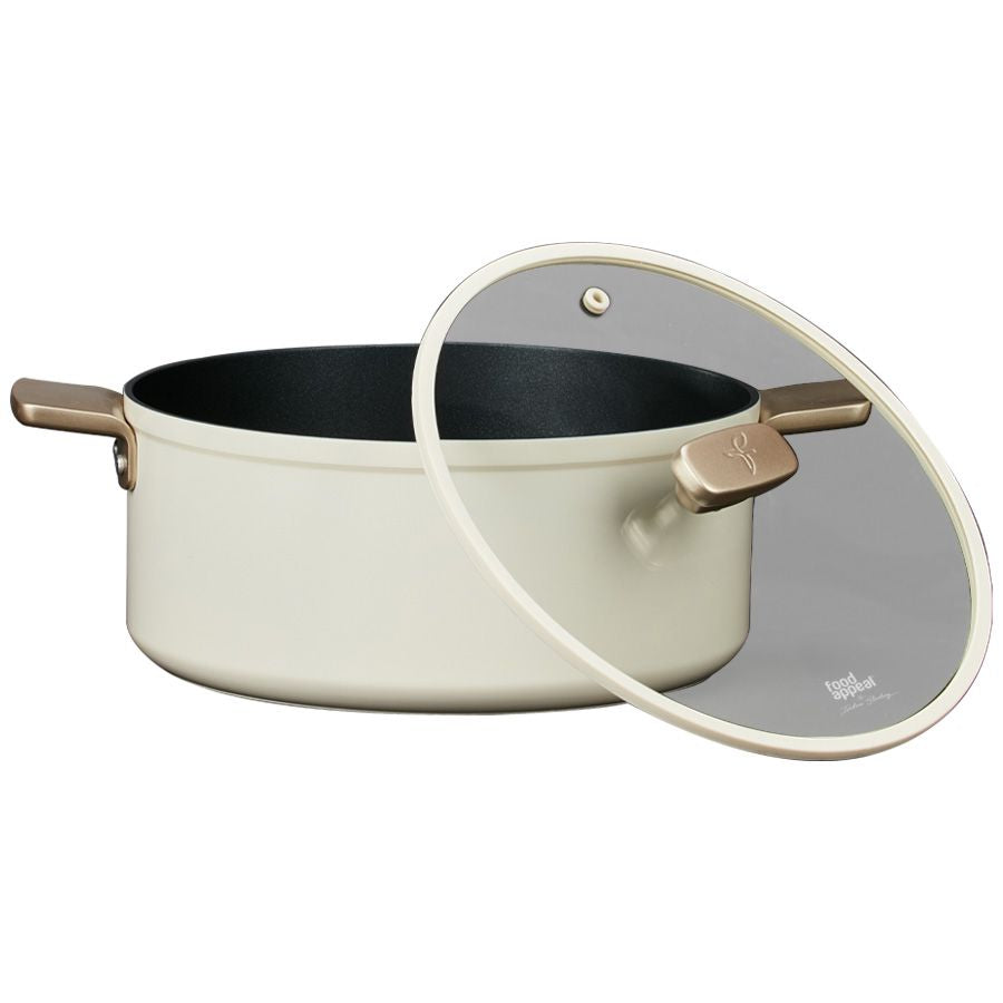 סיר 28 ס"מ ENIGMA NONSTICK ליטר קרם ידיות שמפניה