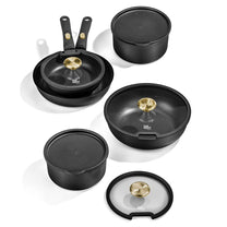 מארז כלי בישול 12 חלקים עם ידית נשלפת FLEXI PLATINUM צבע שחור בחוץ