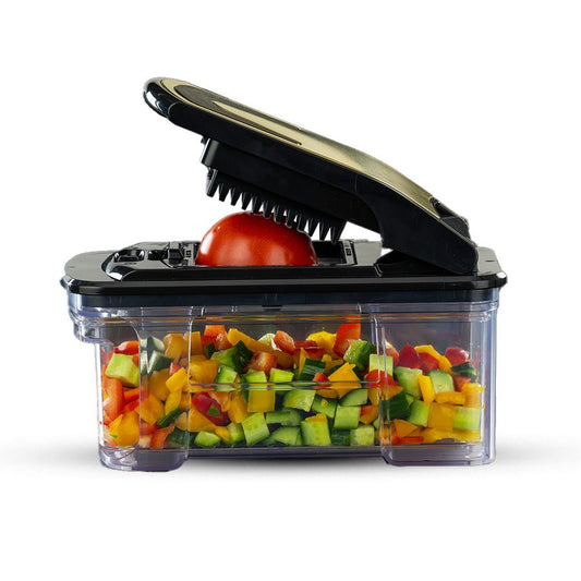 קוצץ ירקות ופירות CUBE MASTER PRO הכולל 2 להבים ומגירה שחור/זהב