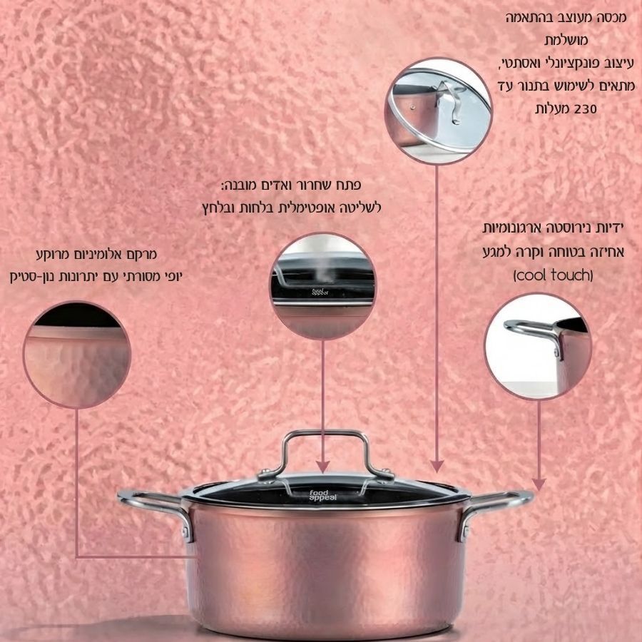 סט סירים 6 חלקים- TEXTURA רוז גולד