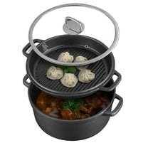 COMBO CHEF - גם סיר 28 ,6.7 ליטר וגם פלטת גריל 28 ס"מ עגולה BLACK MARBLE מבית Food appeal