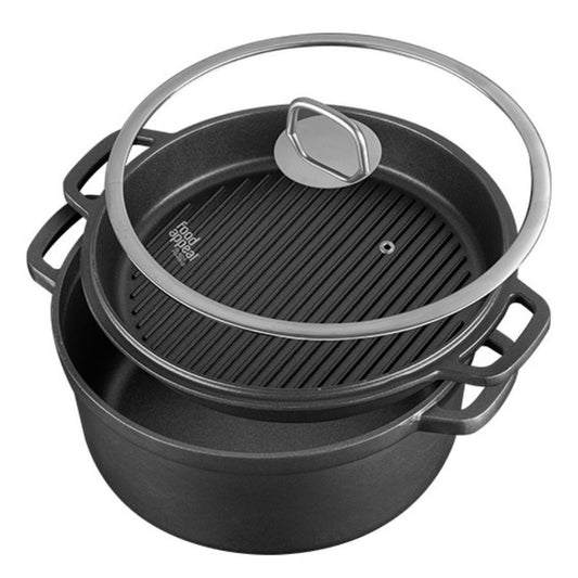 COMBO CHEF - גם סיר 28 ,6.7 ליטר וגם פלטת גריל 28 ס"מ עגולה BLACK MARBLE
