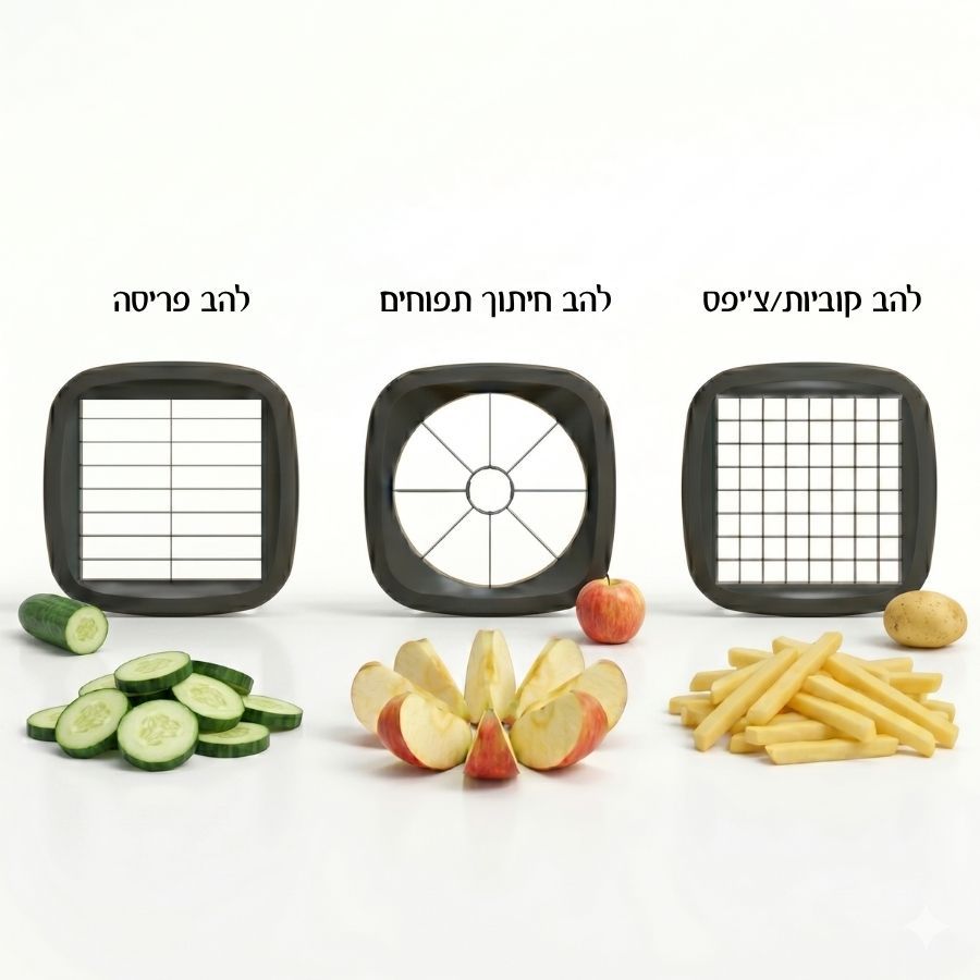 מנדולינה אנכית 3 ב- 1 קוצץ חותך ופורס מקצועי שחור Cube Master מבית Food appeal