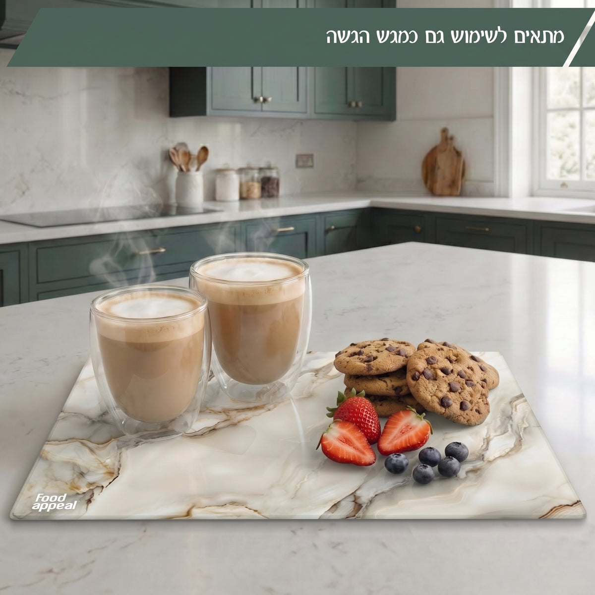לוח חיתוך זכוכית 30X40 ס"מ MARBLE לבן