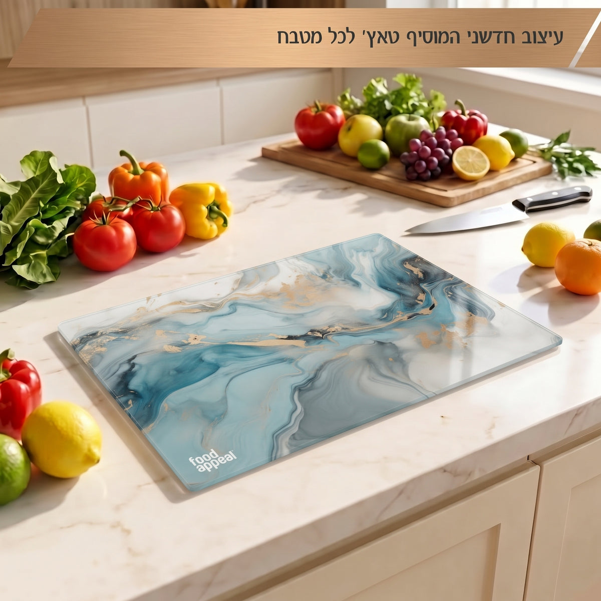 לוח חיתוך זכוכית 30X40 ס"מ MARBLE SKY