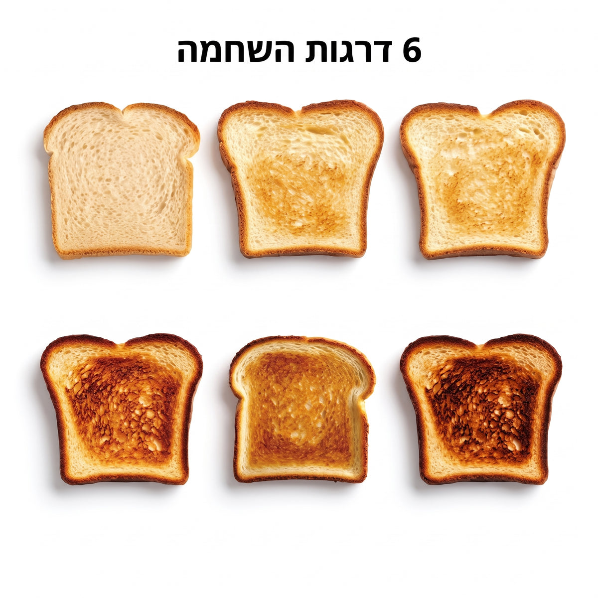 מצנם חשמלי בעל 6 דרגות השחמה ליצירת הטוסט המושלם