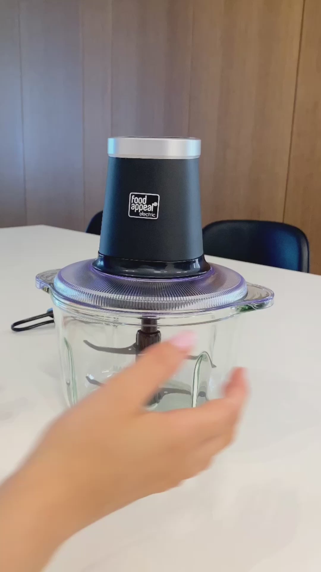 קוצץ מזון עוצמתי, מיכל זכוכית 2 ליטר | 500W קרם שמפניה